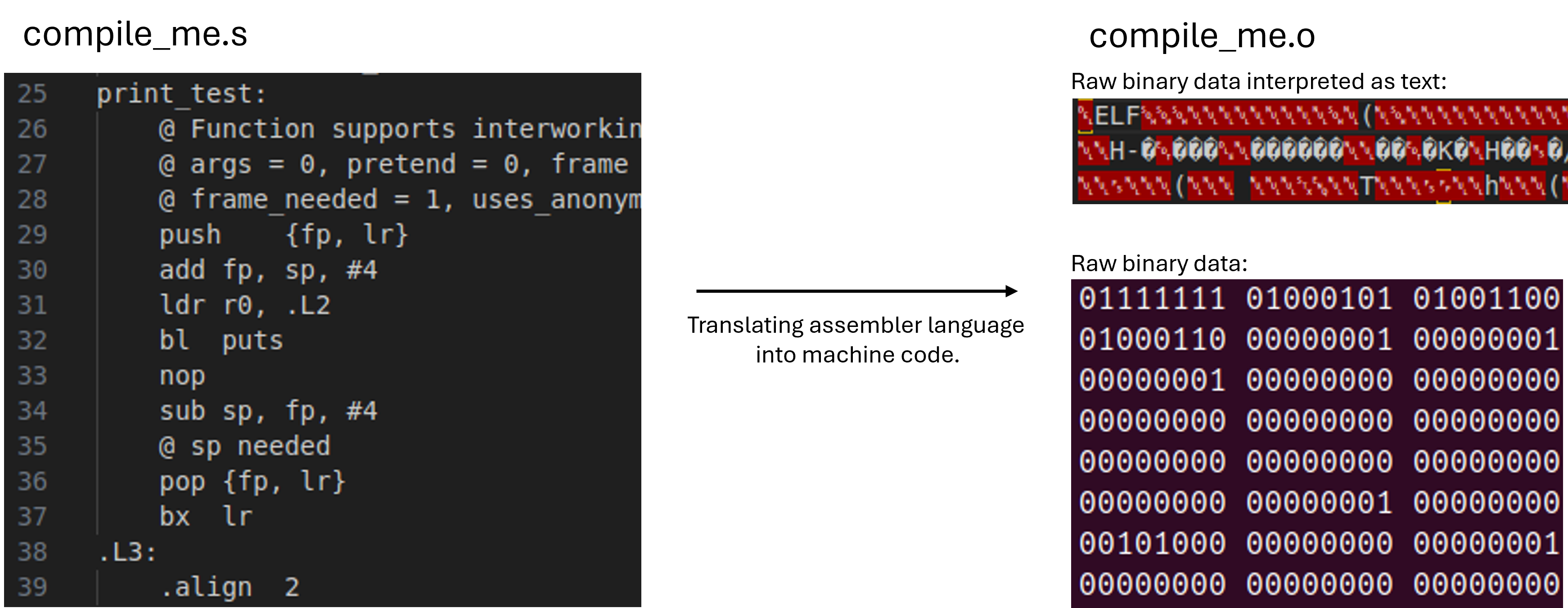 Translating assembler language into machine code