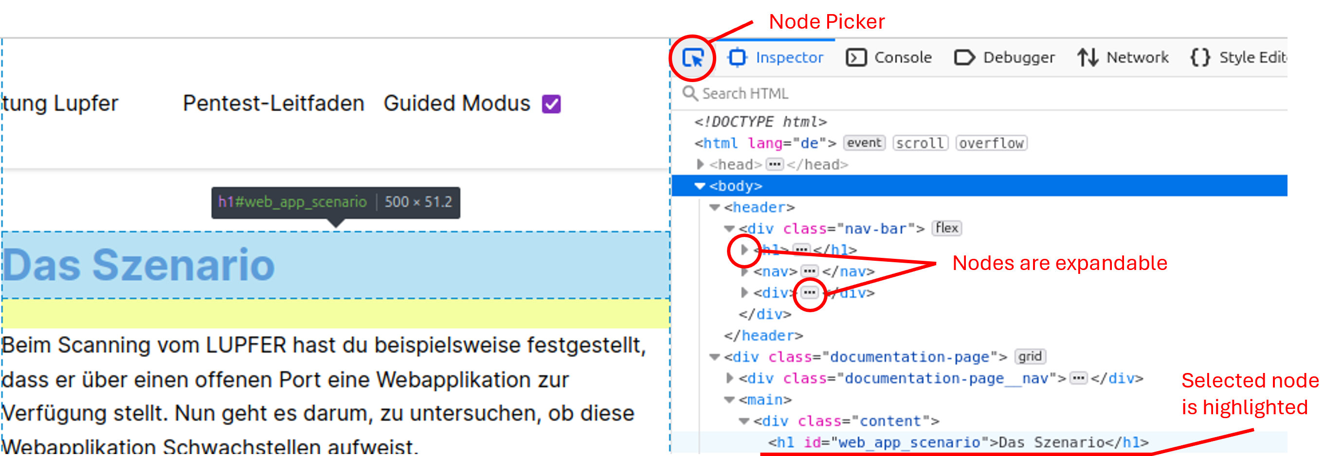 Using the node picker